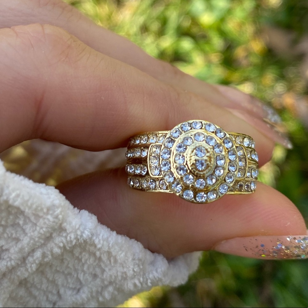NEW Round Full Rhinestones Engagement Ring - Picture 10 of 11